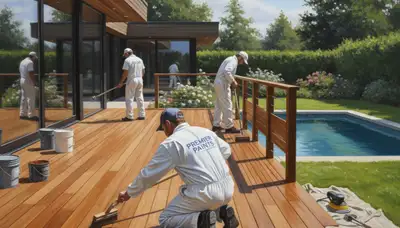 Sacramento, CA deck staining by professional painting contractors for wood protection and curb appeal