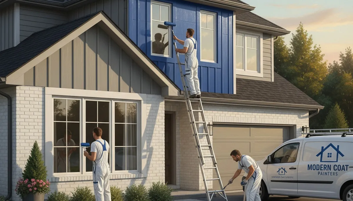 Sacramento, CA house painters applying durable exterior paint on a residential home