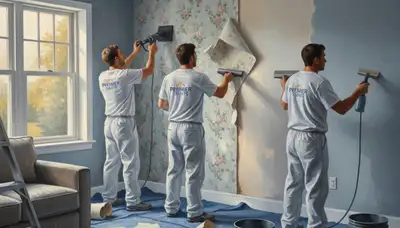 Sacramento, CA painters removing wallpaper for a professional wall prep service