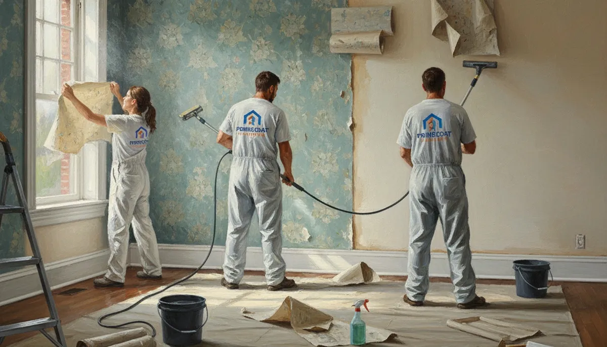 Sacramento, CA painters removing wallpaper for a smooth, clean wall finish